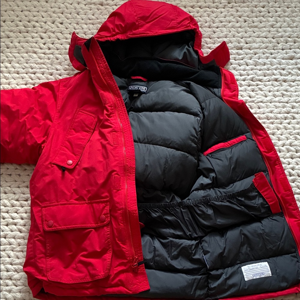 Lands' End Kids Red and Black Puffer Jacket